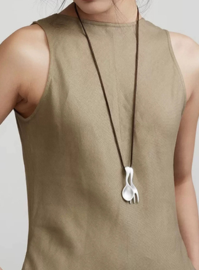 哑光勺子叉子吊坠项链女