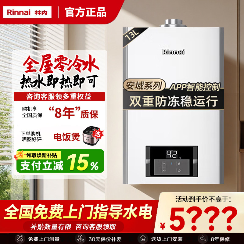 Rinnai/林内 RUS-R16U53G-CH/20E53/13U32G燃气热水器平衡式智能