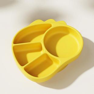 儿童硅胶分格餐宝盘食品级卡通隔恐龙辅食自碗训练宝主进食分餐具