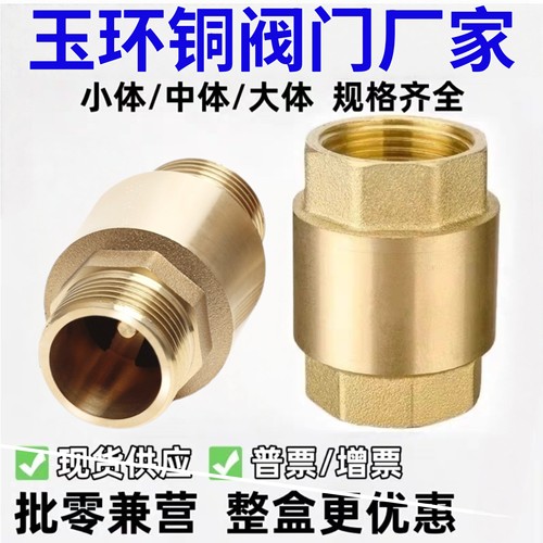 黄铜止回阀 dn15弹簧立式止回阀6分止逆阀水表水管单向阀螺止水阀