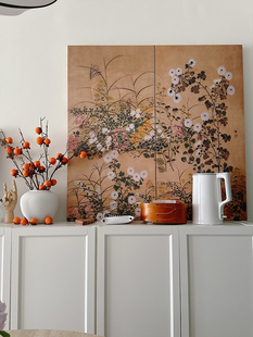 墙角装饰画沙发法式新中国风挂画古色古香壁画美拉德客厅覆古宋朝