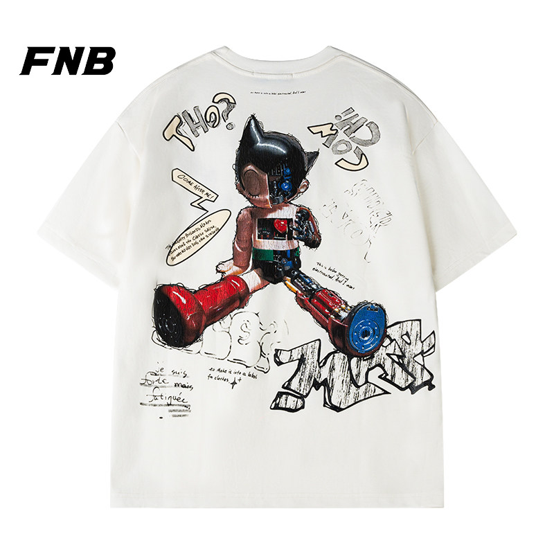 FNB美式潮牌夏季新款宽松休闲百搭短袖T恤款潮牌卡通印花男女同款