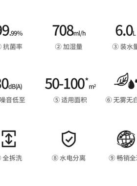 无雾冷蒸发加湿器Oskar big 家用大容量智能恒湿过滤加湿