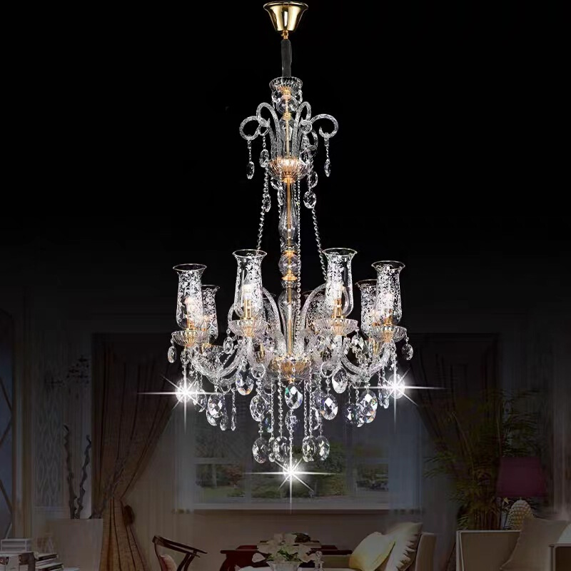 新款欧式法式水晶吊灯复试楼客厅灯楼梯玄关灯酒店奢华大堂灯轻奢