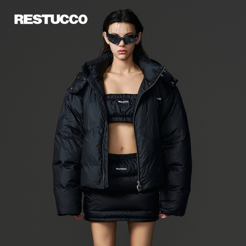 韩版短羽绒服RESTUCCO连帽