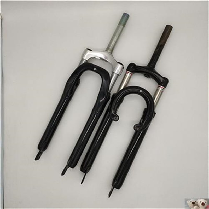 24/26寸山地车避震前叉25.4mm有牙纹碟刹V刹自T行车减震前叉送底