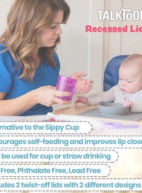 TalkaTools Recessed Lid Cup with Handles - 2 Lids Included f