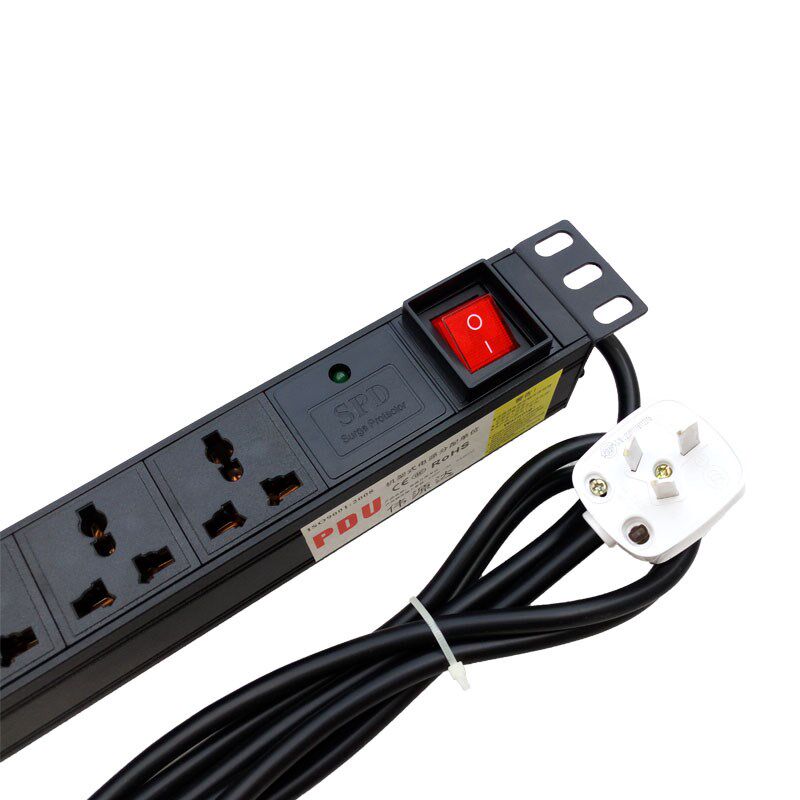 PDU机柜插座8位10A接线u板3米线pdu防雷排插电源分配器铝合金壳5