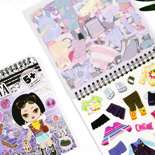 时尚服装涂色贴纸本Dress for Designing女孩时装素描贴纸套件