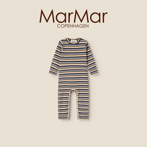 MarMar2026秋冬新品婴儿长袖长裤连体服哈衣莫代尔条纹婴儿连体衣