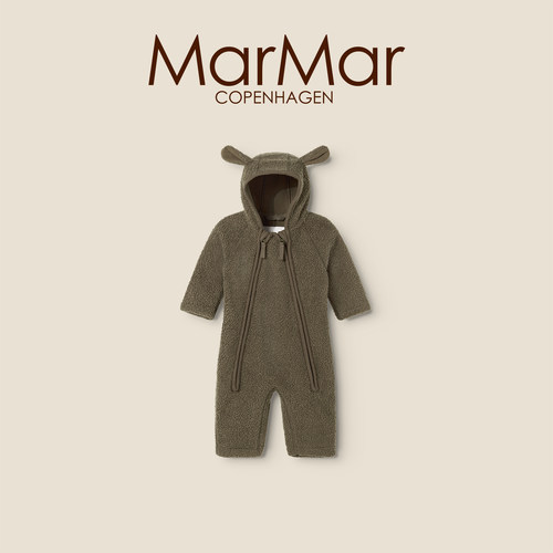MarMar2026秋冬新品儿童泰迪绒带帽连体服长袖长裤男女童连体衣