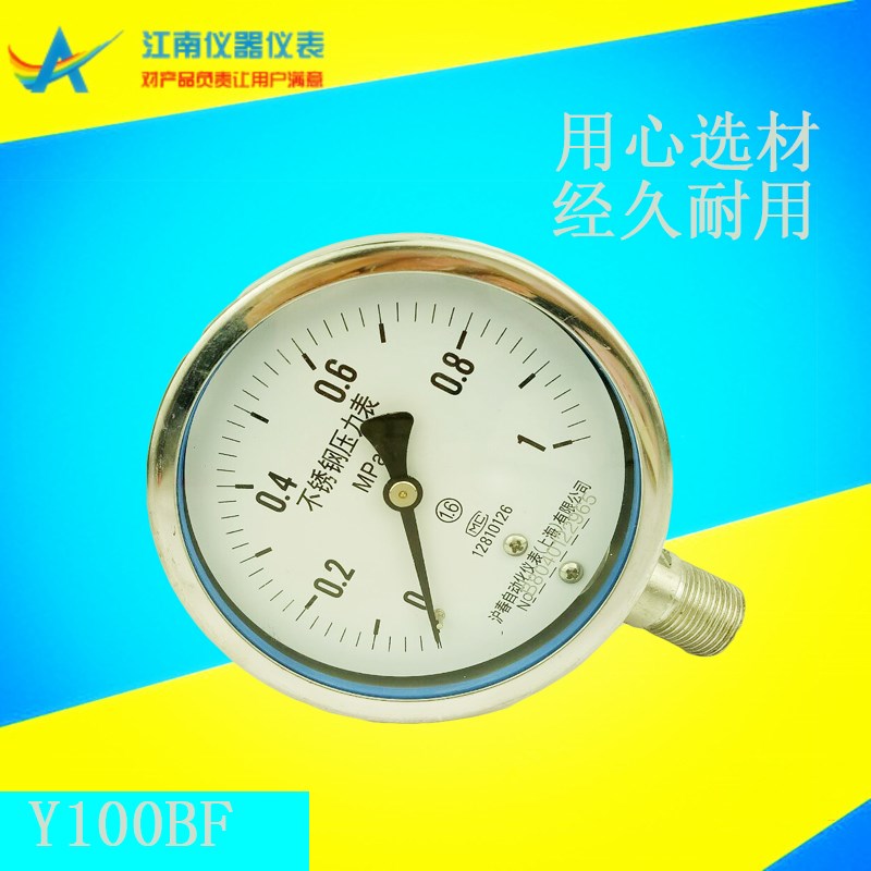 Y100BF全不锈钢接头316压力表真空负压1.6 2.5MPa螺纹M20*1.5可定