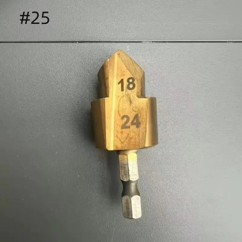 六角PPR提口钻头20/25/32倒角阶梯沉孔四分六分一寸内丝钻头套装