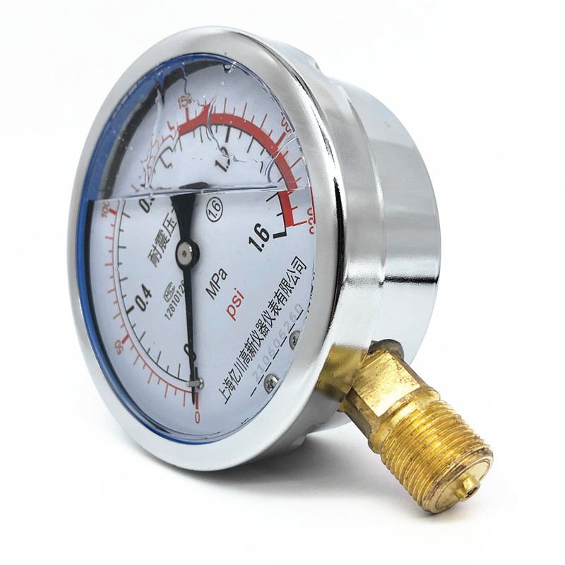 YN100耐震压力表水压油压液压抗震0-0.6/1.6/2.5MPa径向安装亿川