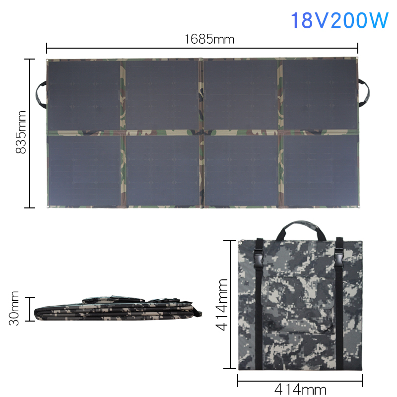 太阳能折叠包充电包便携式18V100BW双USB5V12V电瓶电池充电户外充