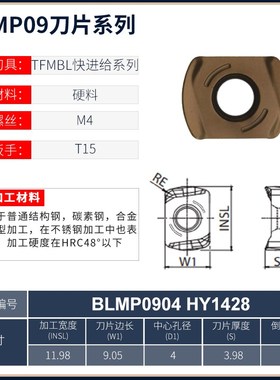 TFMBL09刀盘快进给重切削数控开粗铣刀F盘 通装特固克BLMP0904刀