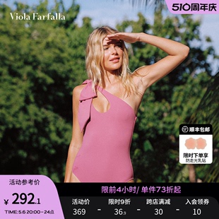 斜肩连体泳衣女高级感性感保守泡温泉度假 Viol aFarfalla2024新款