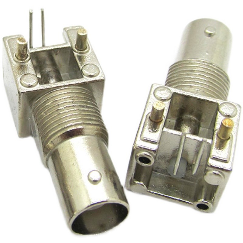 BNC-KWE插座金属一体卧式母头弯脚90度视频监控PTCB正4脚板端接头