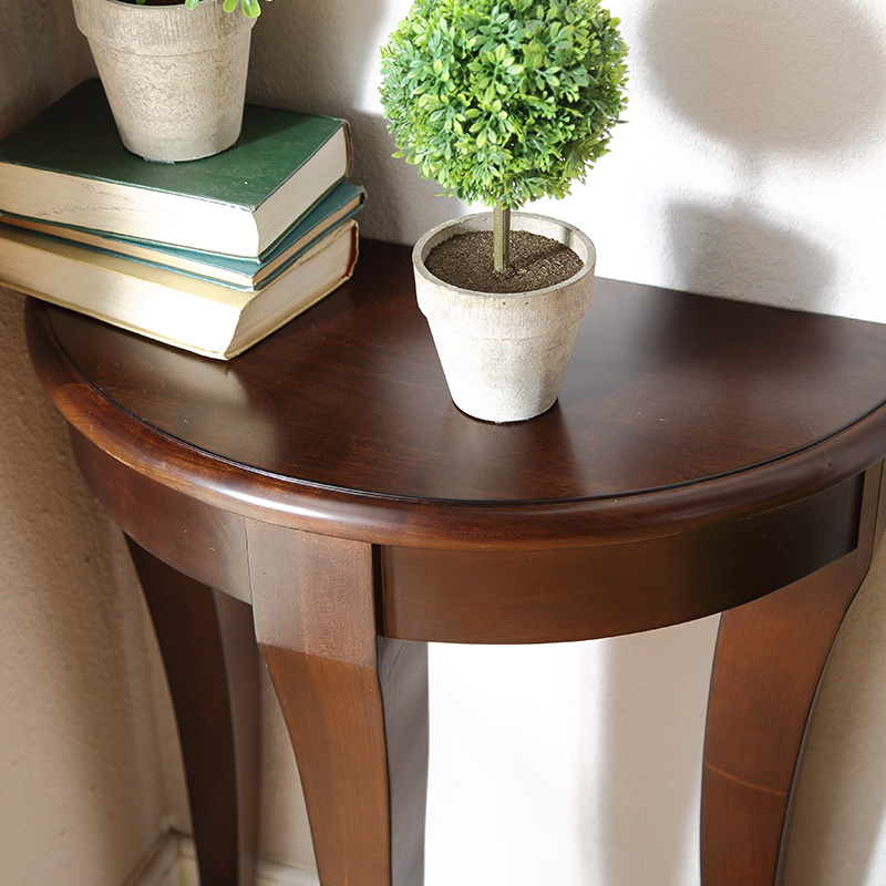 极速美式全实木角几 边几小圆几电话桌客厅沙发半圆形.边桌边柜水