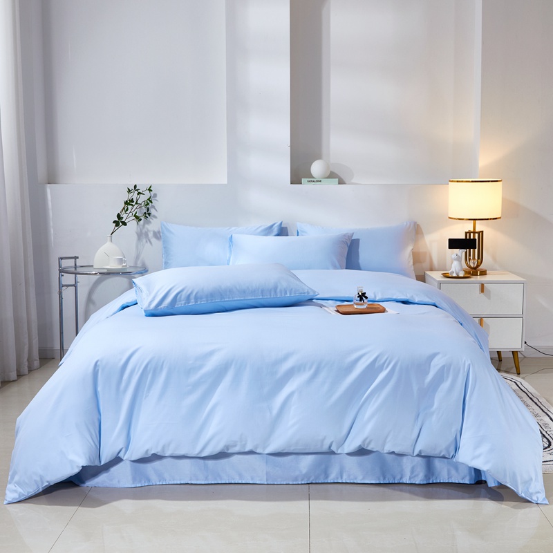 极速全棉纯色酒i店风床上用品四件套纯棉床单床笠款宾馆民宿单人