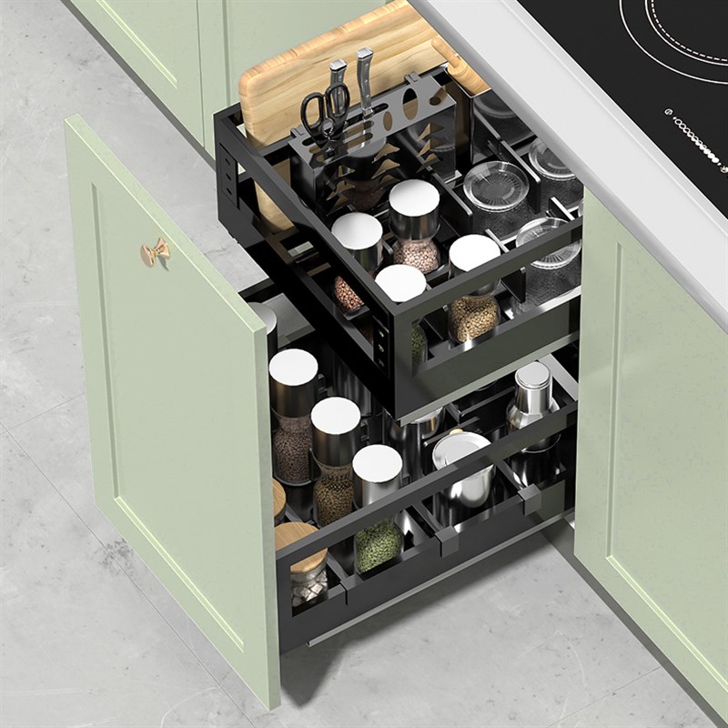 极速浅拉篮300深250调味蓝350橱柜拉拦4K00抽屉式304不锈钢阻尼双