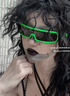 极速亚文化废土未l来科技感弧形连身太阳眼镜ins网红街拍骑行护目