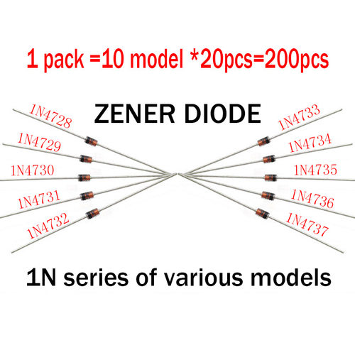 新品10种 200只(1N4728~z1N4737)1W稳压二极管套装 元件盒