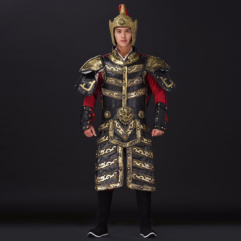 新品新款盔甲舞台演出服装影视剧盔甲服装黑色舞台战袍Z古装铠甲