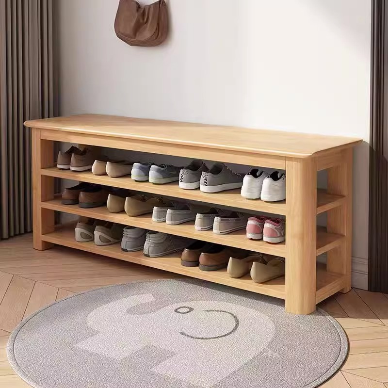 极速实木鞋柜简约家用门口换w鞋凳鞋架一体进门可坐穿鞋凳多层入