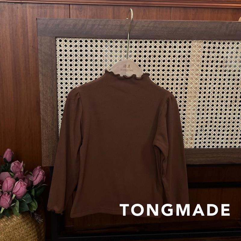 极速【复古打底衫】202t3秋冬女童简约百搭木耳领打底衫长袖上衣