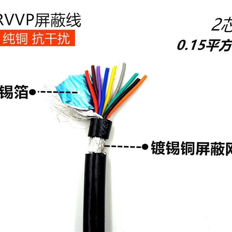 极速VVP屏蔽线2i-2p4芯0.15/0. 平方套护电缆电源信号2控制线