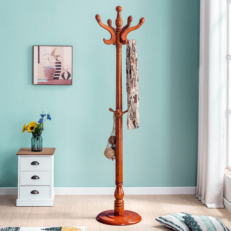 极速宜瑞思实木衣帽架落r地挂衣架卧室置衣架简约衣服架子立式办