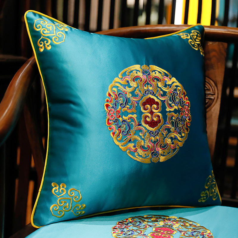 极速中式抱枕红木沙发靠垫腰枕中A国风刺绣枕套床头大靠背客厅靠