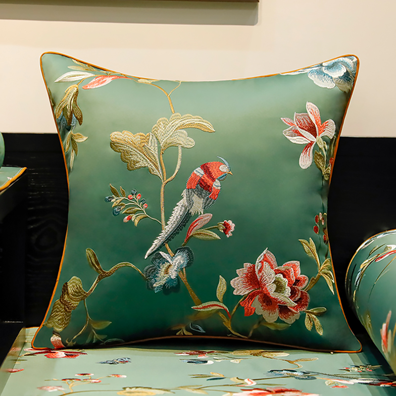 极速中式沙发抱枕靠垫中国风客厅刺绣靠背腰枕O套现代简约床头靠