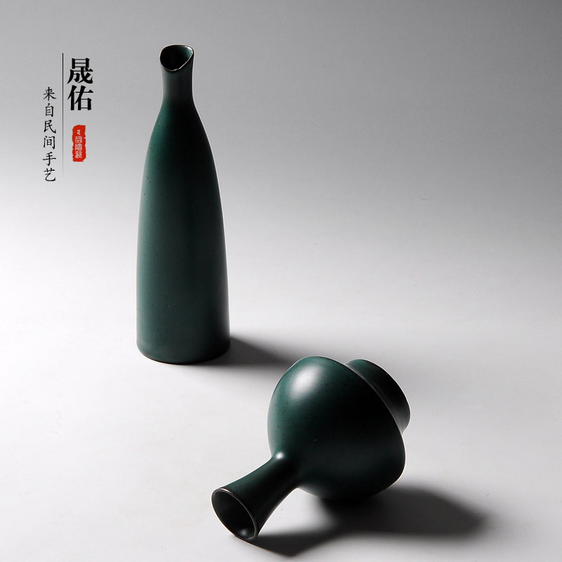 极速陶瓷小花瓶办公摆件粗陶小花插迷你花器简约茶U道家居客厅摆
