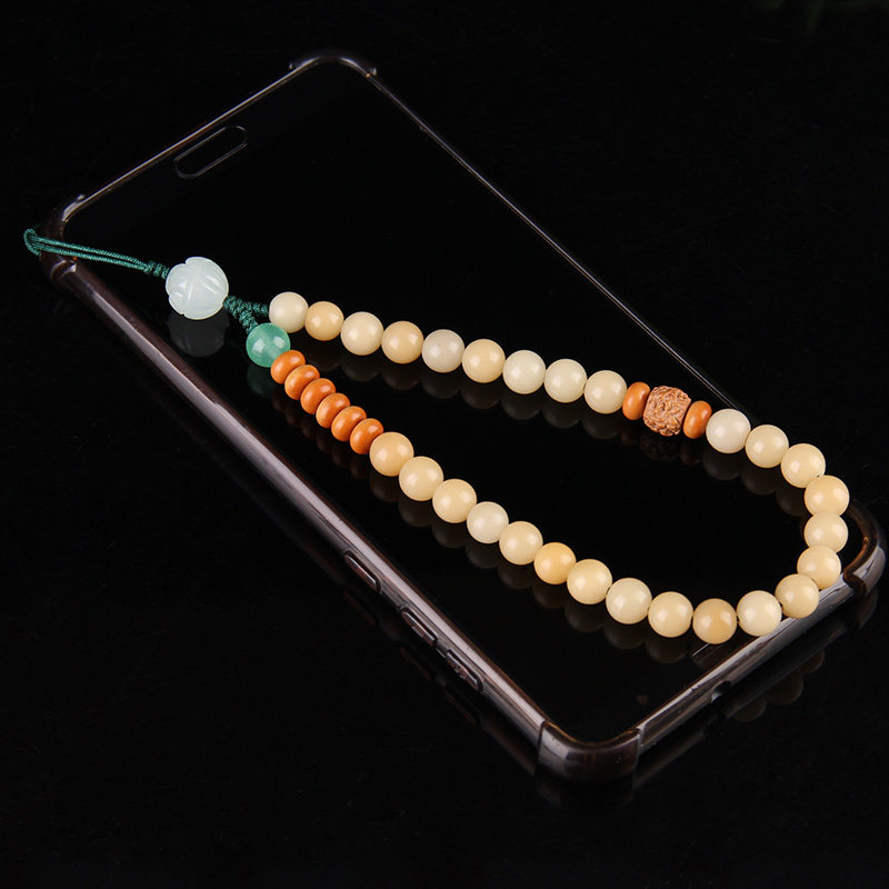 极速白菩提根手机挂件白玉莲花菩提手机链挂件T星月橄榄核包挂