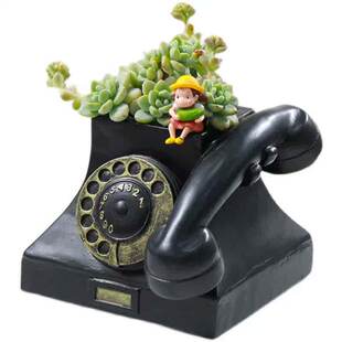 极速多肉创意花盆放客厅小盆栽礼物复古老式电M话机摆件老物件202