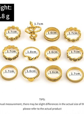 极速Aprilwell 12 Pcs Vintage Snake Rings for WoRmen ndy Aest