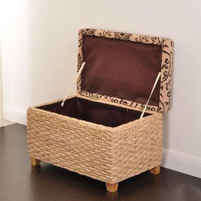 极速伟越草藤编环k保儿童坐凳矮凳子时尚实木椅子蒲草储物凳收纳