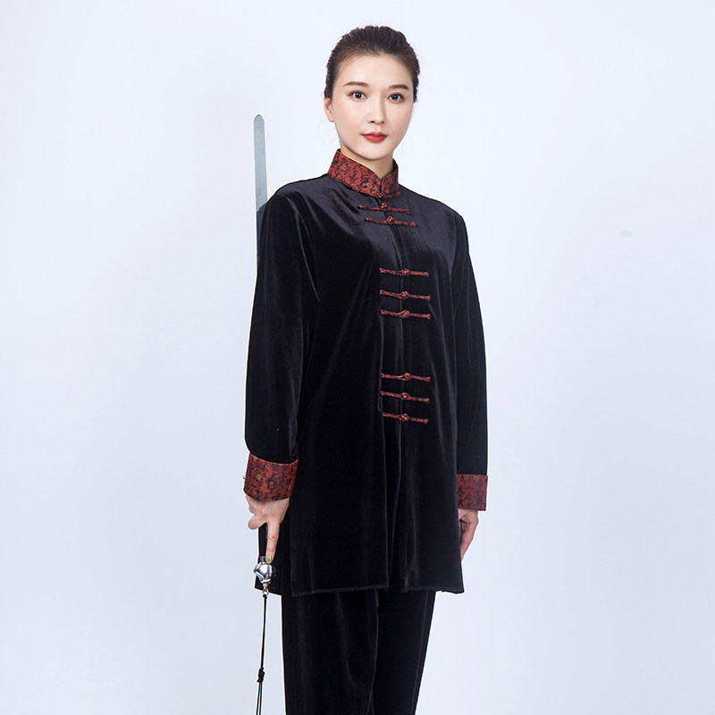 新品太极服女2024新款s高端春秋冬季加厚南韩金丝绒太极拳练功服