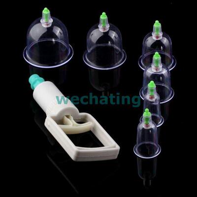 极速.New 1 set 6 Cups Chinese Vacuum Cupping Set UMassage Th