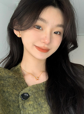 新品欧美ins满钻交叉项链女轻奢小众气质经典款锁骨链颈X链2024新