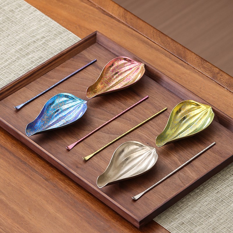 极速金属钛茶则赏茶荷茶拨长柄茶匙勺茶道L六君子茶具配件泡茶工