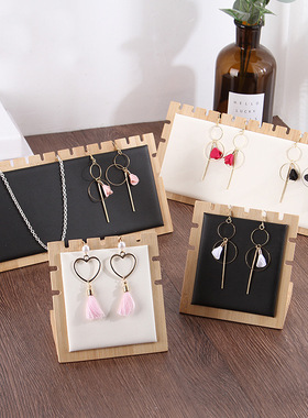 极速Solid Bamiboo Wood Jewelry Display Stand Necklace Showca