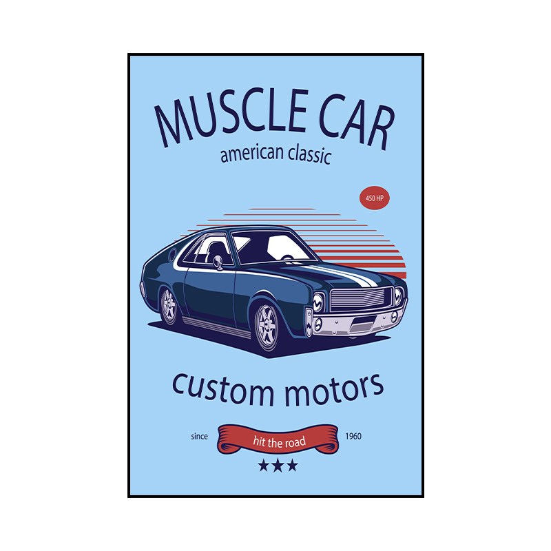 极速汽车挂画卡h通复古跑车儿童房卧室床头装饰壁画奶茶店酒吧装