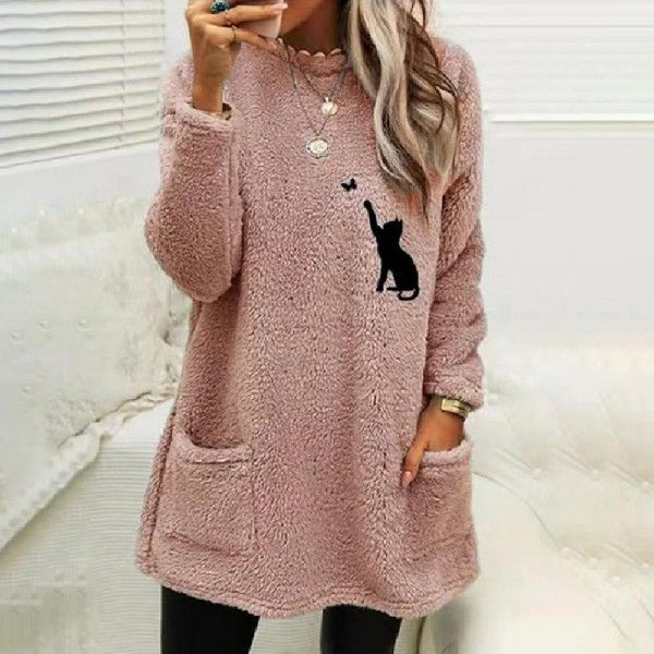速发Stylish Women Sweatshirt Warm Sweatshirt Jumper Crew Nec