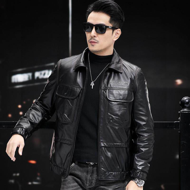 极速宇墨男装个体店秋冬男士海宁真皮皮衣短款翻领头W层牛皮夹克