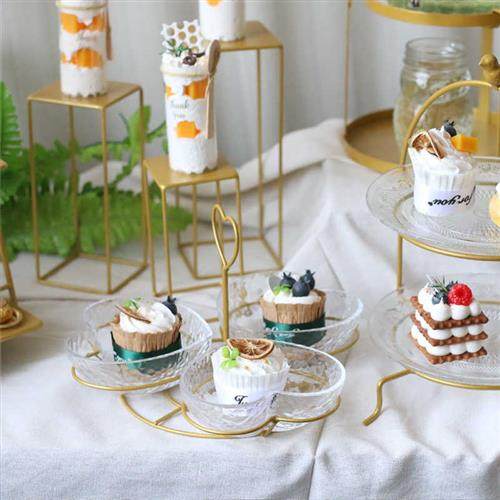 极速欧式金色甜品台展示架摆件冷餐茶歇阶梯摆台蛋糕X点心托盘生