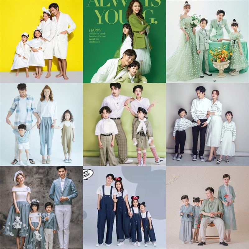 极速全家福摄影服装家庭装六口亲子装照相馆拍照套装202Z3中国风