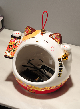 新品招财猫入户玄关钥匙收纳摆件进D门鞋柜创意乔迁礼品店铺前台